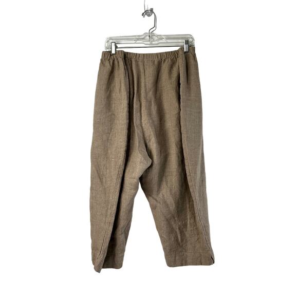 J. Jill Woven Linen Pants Neutrals Plus Size 4X Cropped Length Brown Lagenlook - Picture 1 of 4